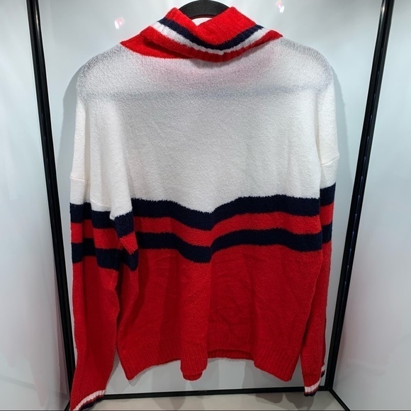 Crown & Ivy Turtleneck Sweater Women Size Large Red White - Picture 1 of 8